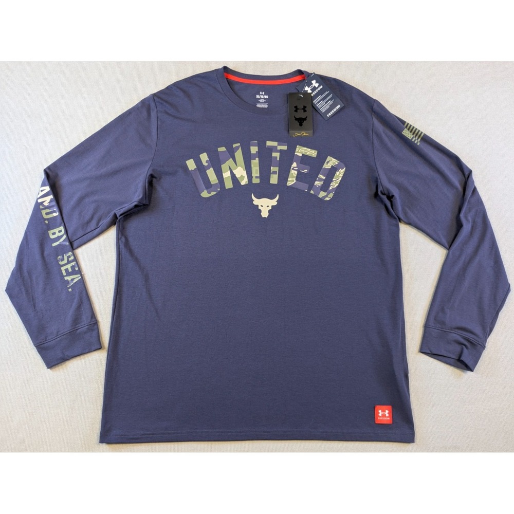Under Armour Project Rock Shirt Mens XL Veterans Day Camo Training Long Sleeve